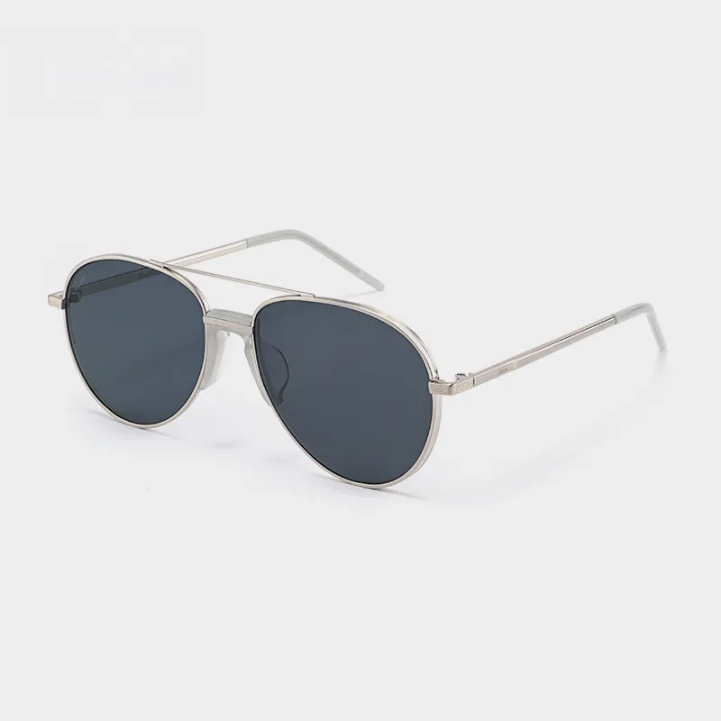 Fakeme Metal Aviator Sunglasses Unisex Black Silver-2