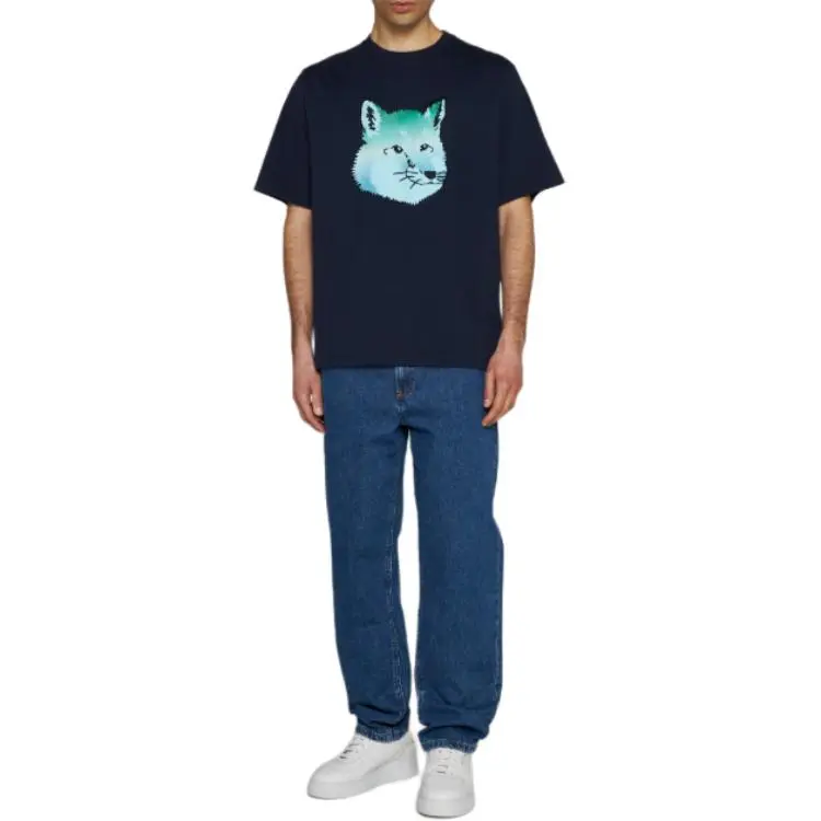 Maison Kitsune T Shirts Unisex Marine Blue-3