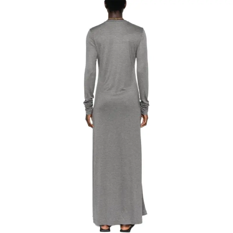 TOTEME Tonal Stitch Crewneck Maxi Dress-4