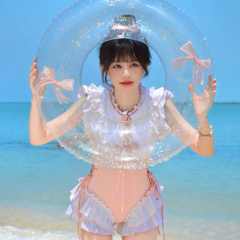 YuChaJia One piece Swimsuit Women's Light Pink-2