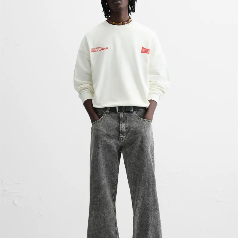 ZARA Sweatshirt Men's Frosted White-4
