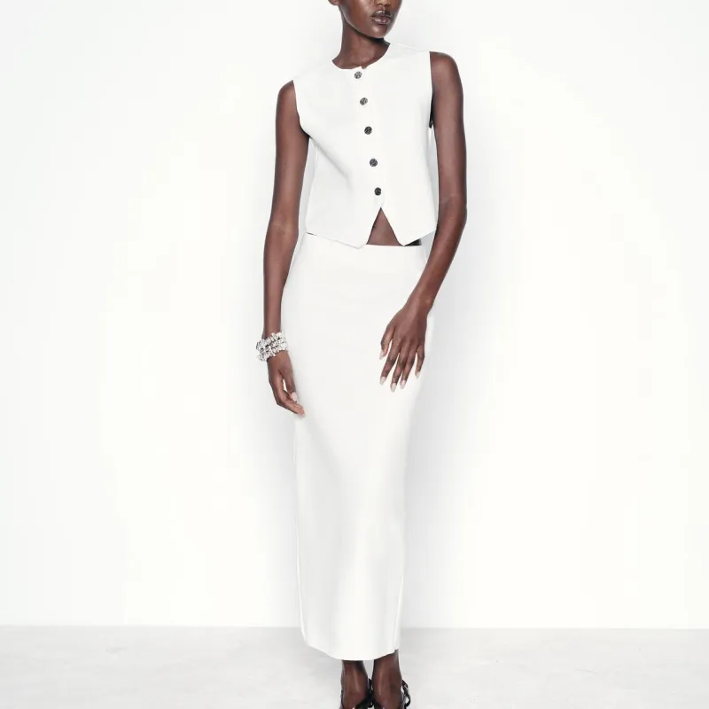 ZARA Vests Women's White-2