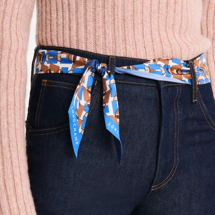 LONGCHAMP Origami Le Pliage Patterned Silk Scarf-1