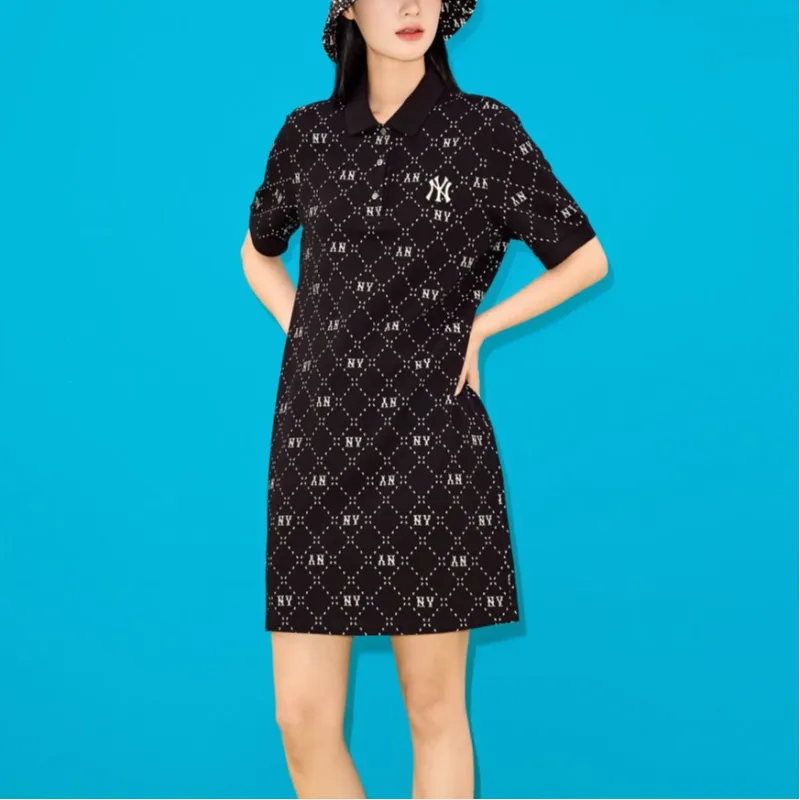 MLB Short Sleeved Dresses Women's Black-4