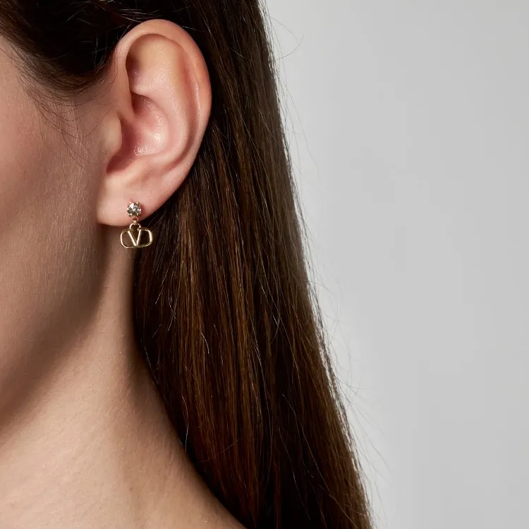 Valentino 18K Gold, Metal, Crystal Earrings Women's Gold-2