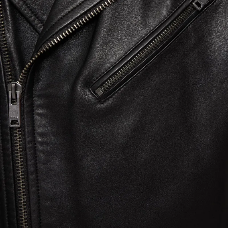 HUGO BOSS Leather Jacket Men's Black-2