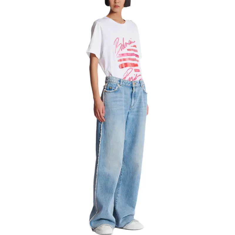 BALMAIN Frayed trim Straight leg Jeans-4