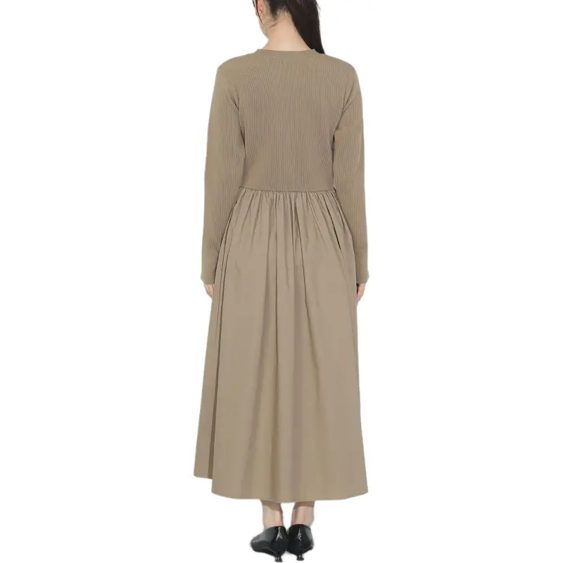 Beams Long Sleeved Dress Women's Mocha-2