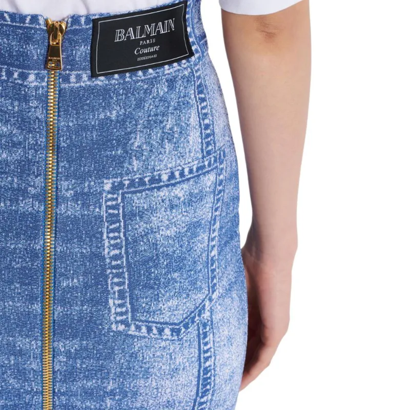 BALMAIN Denim Midi Skirt-6