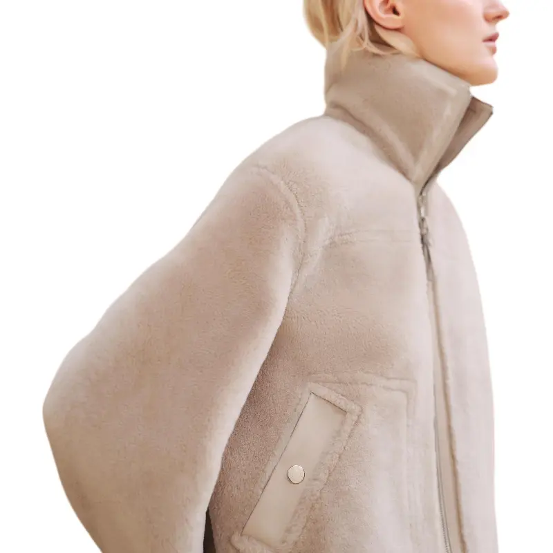 HERMES FW24 Leather Jacket Women's Beige-1