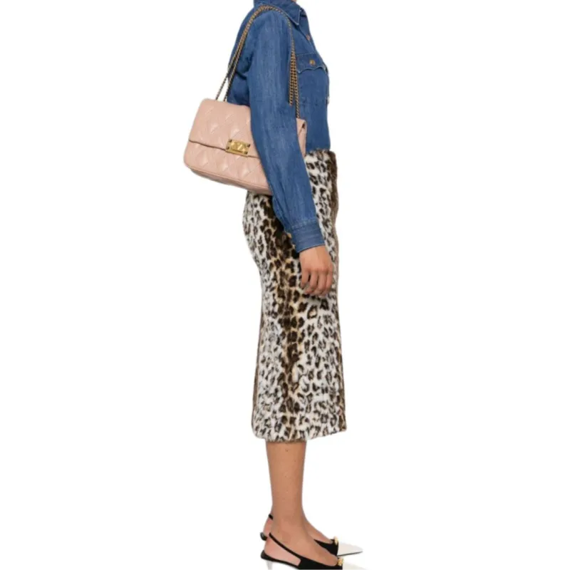 Valentino VLogo Signature Calfskin Shoulder Bag Women's Dark Pink-5
