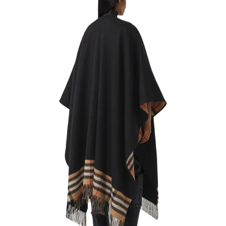 Burberry Fringed Check Cape-3