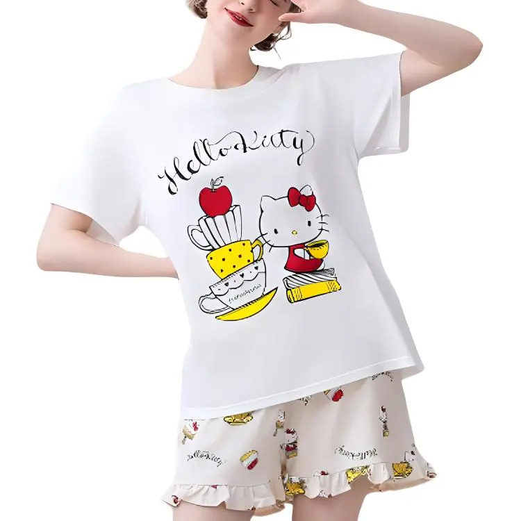 Tutuanna* x Hellokitty Pajama Set Women's Whitish-1