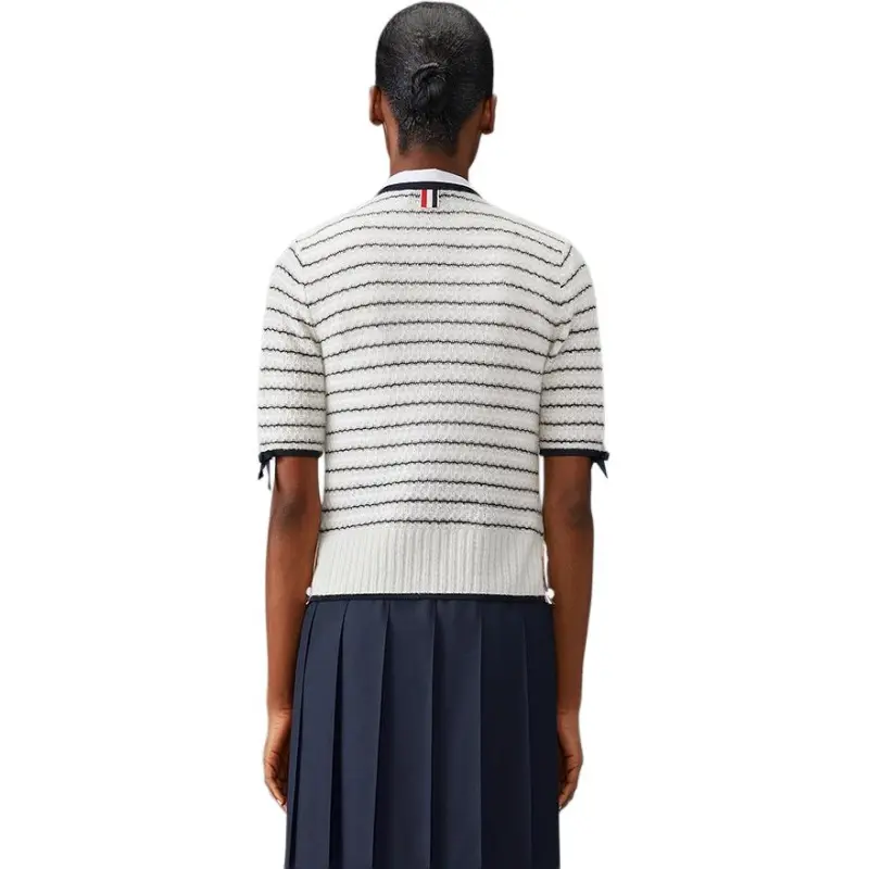 THOM BROWNE Bow detail Striped Cardigan-3