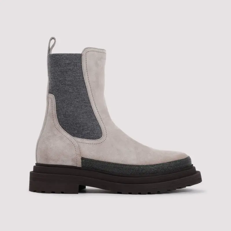 Brunello Cucinelli Suede Chelsea Boots Women's-8