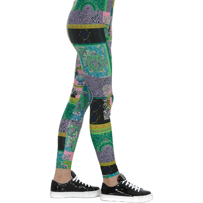 VERSACE Barocco Patchwork Print Leggings 'Multicolor'-4