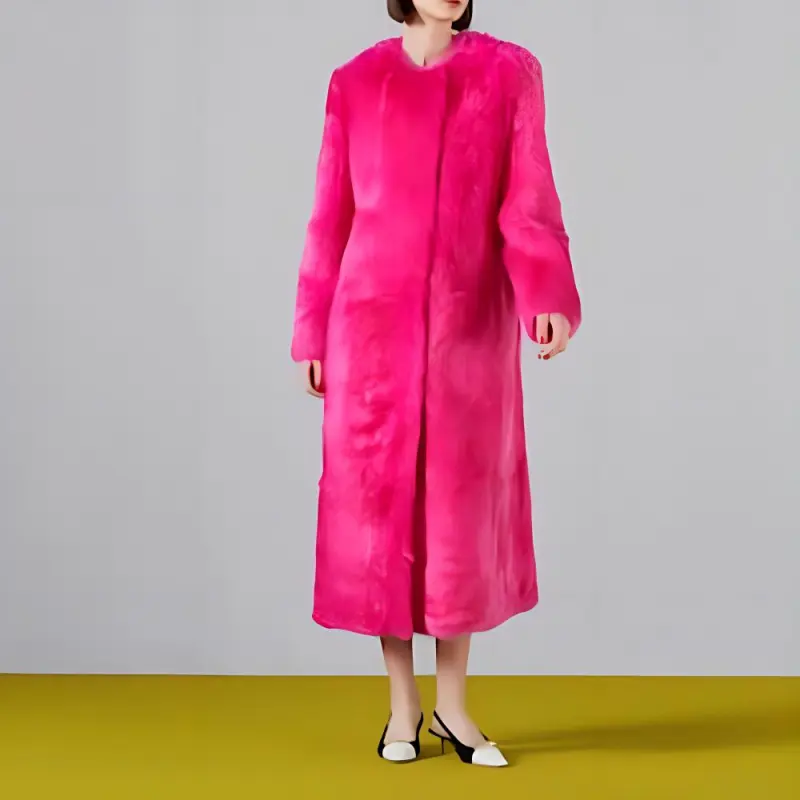 GUCCI FW23 Velvet-feel Coat Women's Peach Pink-1