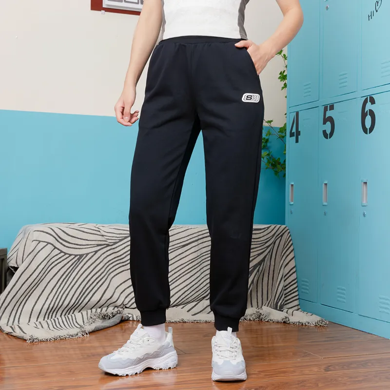Skechers Vibrant Casual Collection Sports Lifestyle Collection Knitted Sports Pants Women's Carbon Black-2