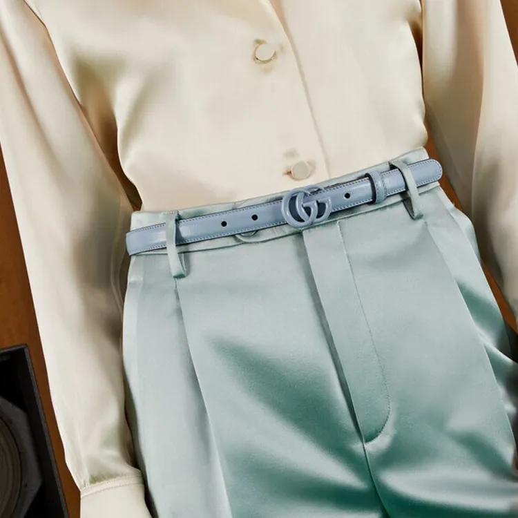 GUCCI Leather Belts Women's Light Blue-2