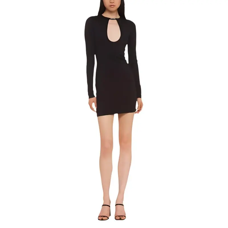 MIU MIU Cut Out Long Sleeved Dress-2