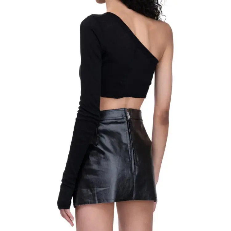 RICK OWENS Single Shoulder Cropped Top-4