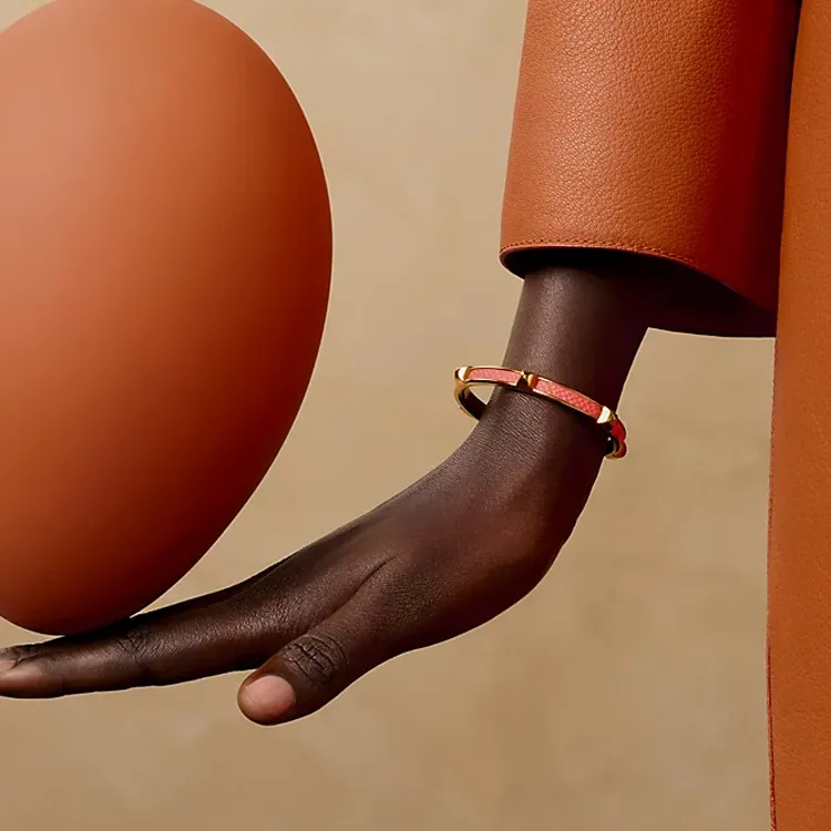 HERMES Calfskin Bangles Unisex Red-2