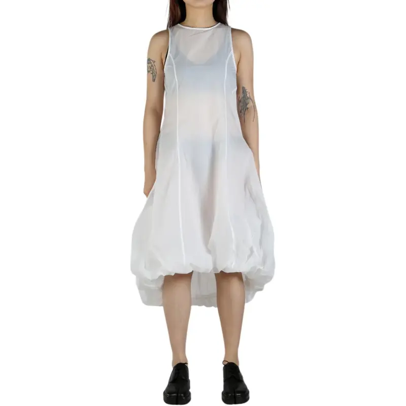AMOMENTO Sheer Volume Dress 'White'-1