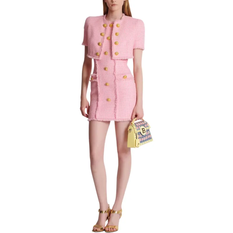 BALMAIN Sleeveless Dress Women's Pink-8