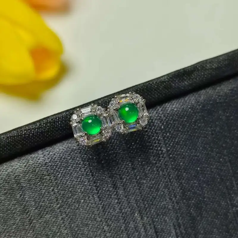 Gifts Chalcedony Stud Earrings Unisex-1