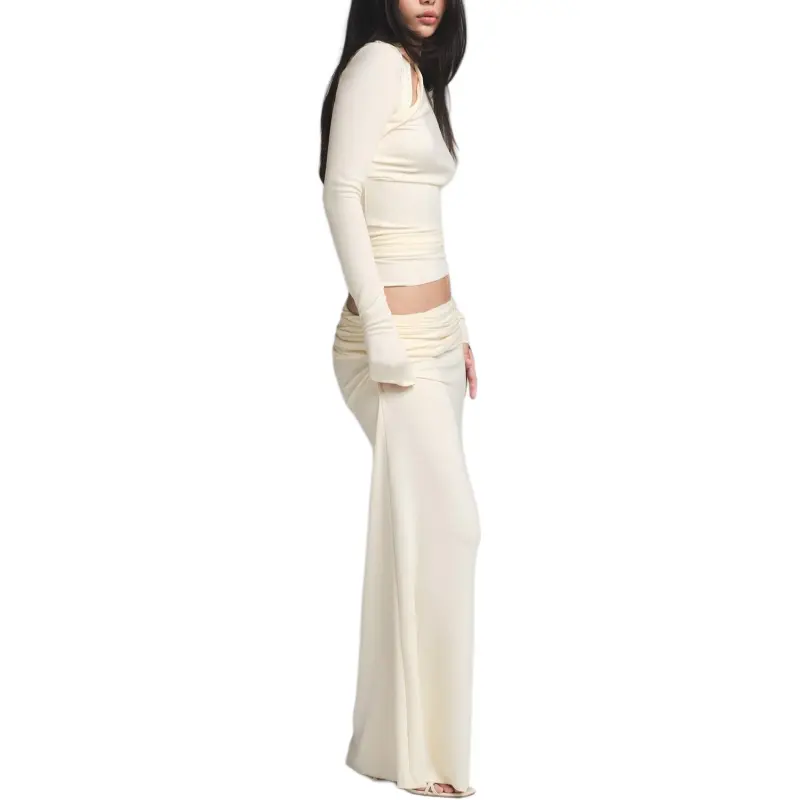 SKIMS SS25 SKIMS CLOUD Collection FOLDOVER SKIRT Casual Long Skirt Women's ECRU/Natural-3