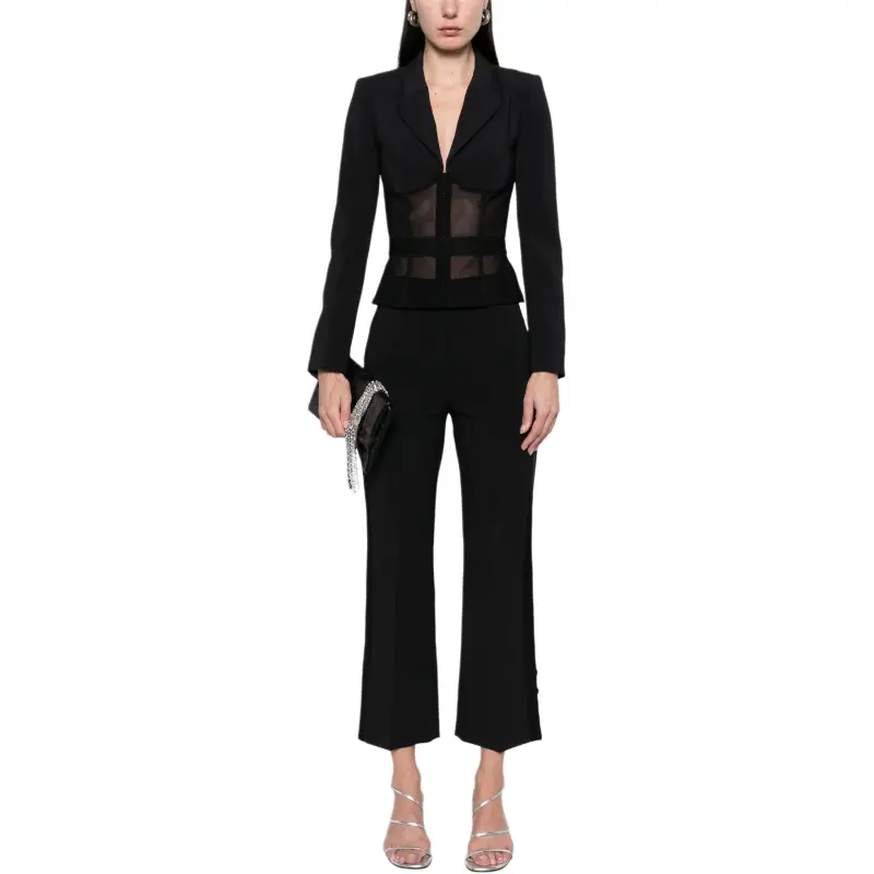 Elisabetta Franchi Satin trim Crepe Trousers-1