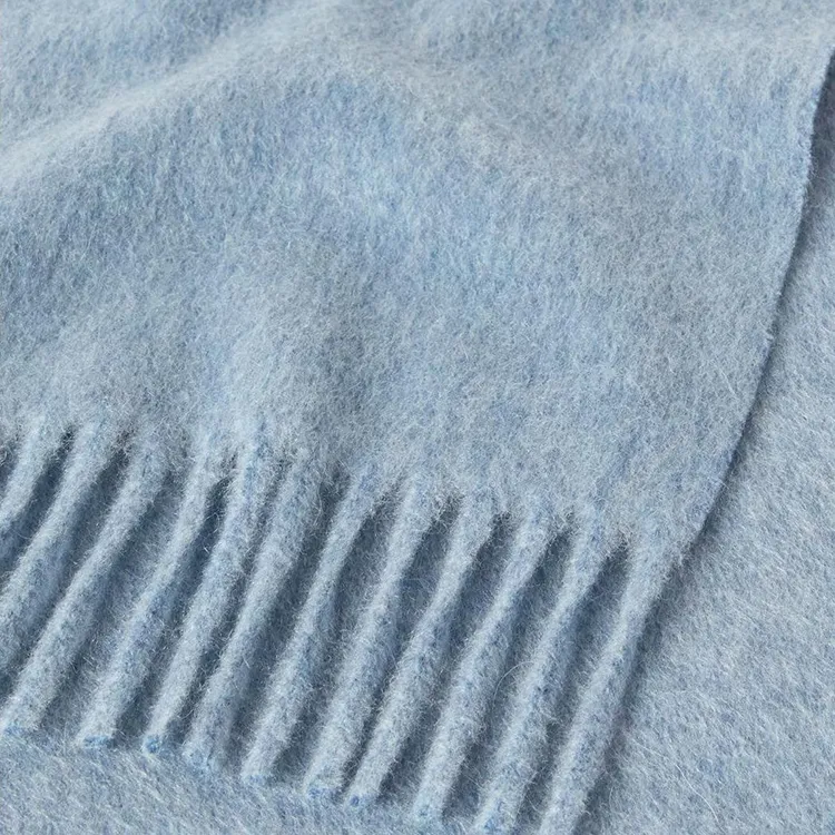 Loro Piana Cashmere Knit Scarves Men's Blue Gray Mixed Color-2