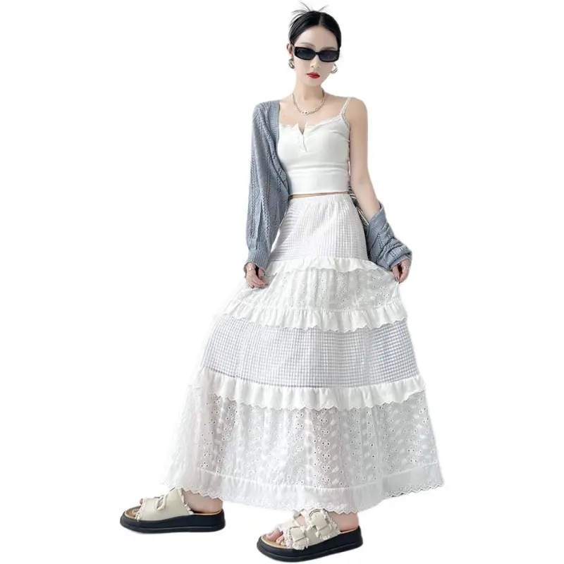 TBSM Casual Long Skirt Women's White-3