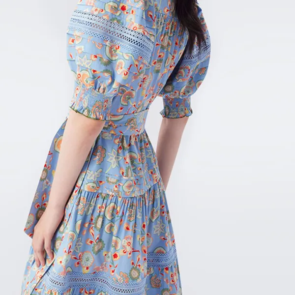 DVF Diane Von Furstenberg Short-Sleeved Dresses Women's Blue-4