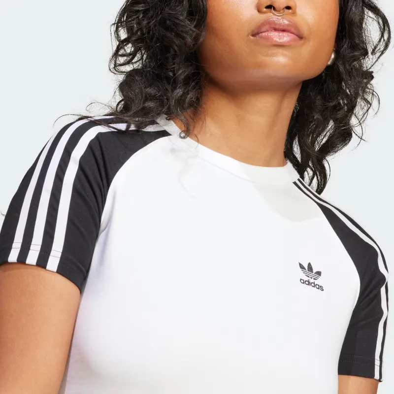 Adidas Originals Women's Adicolor 3 Stripes Raglan Slim T Shirt White/Black-3