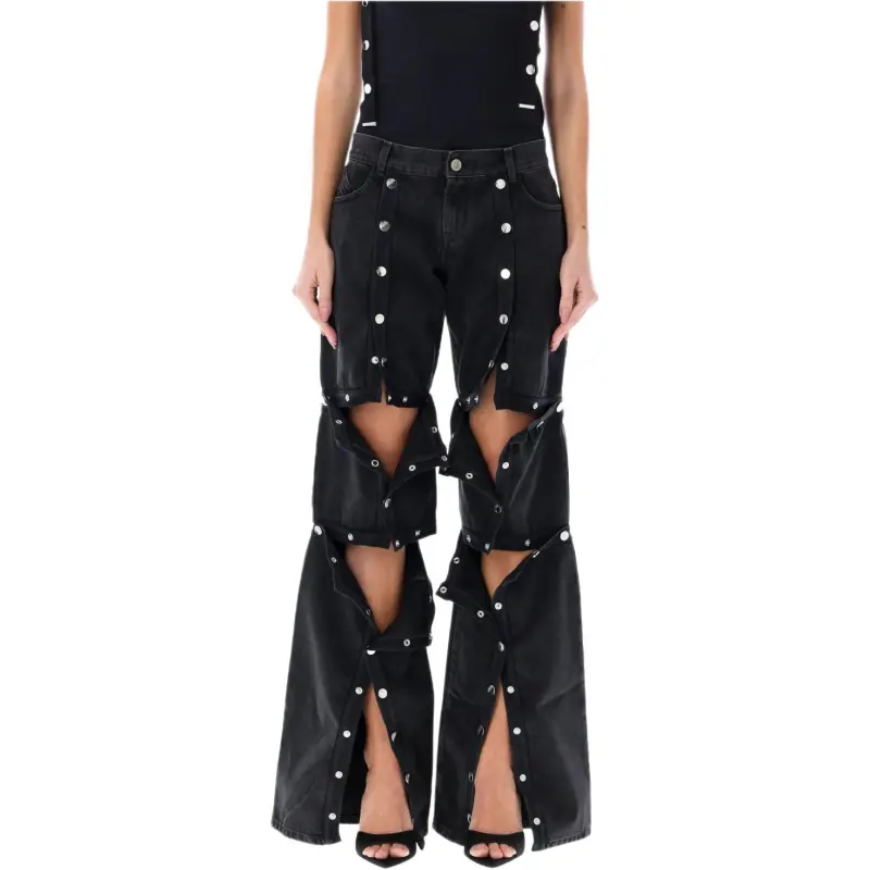 The Attico Snap Detailed Straight Leg Jeans-3