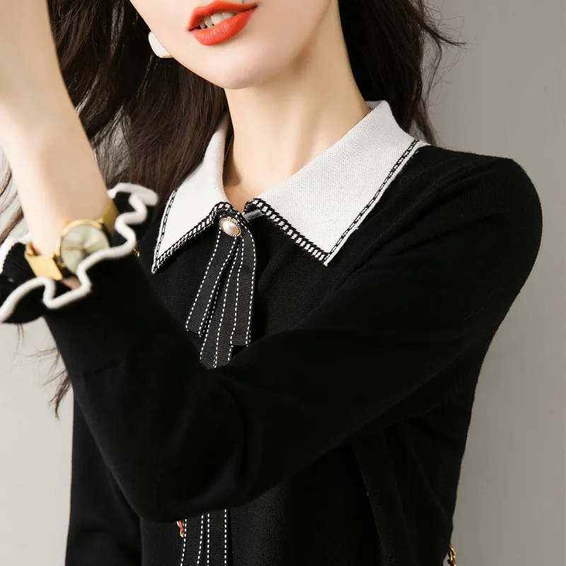 Mo Han Yi Mei Long Sleeved Dress Women's Black-4