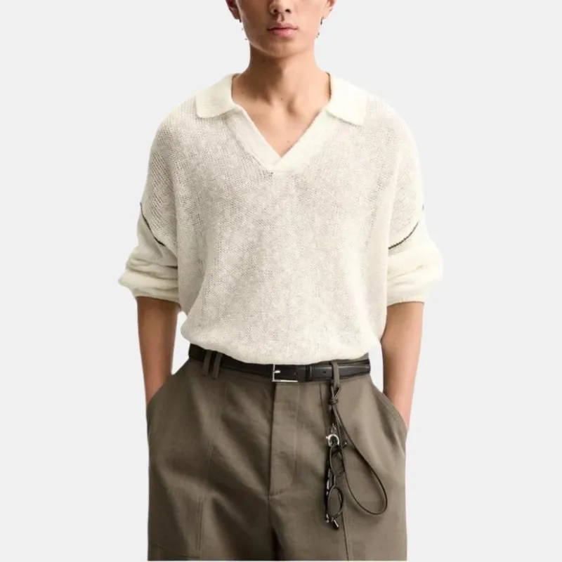 ZARA Polo Shirt Men's Raw White-2