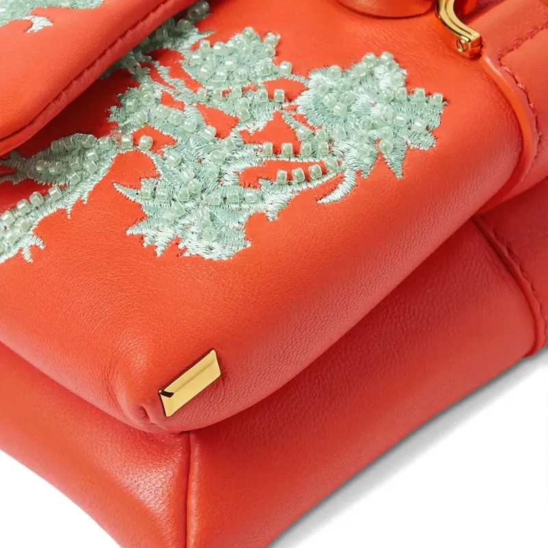 FANSIZHE VERSACE Lambskin Shoulder Bag Women's Orange-4