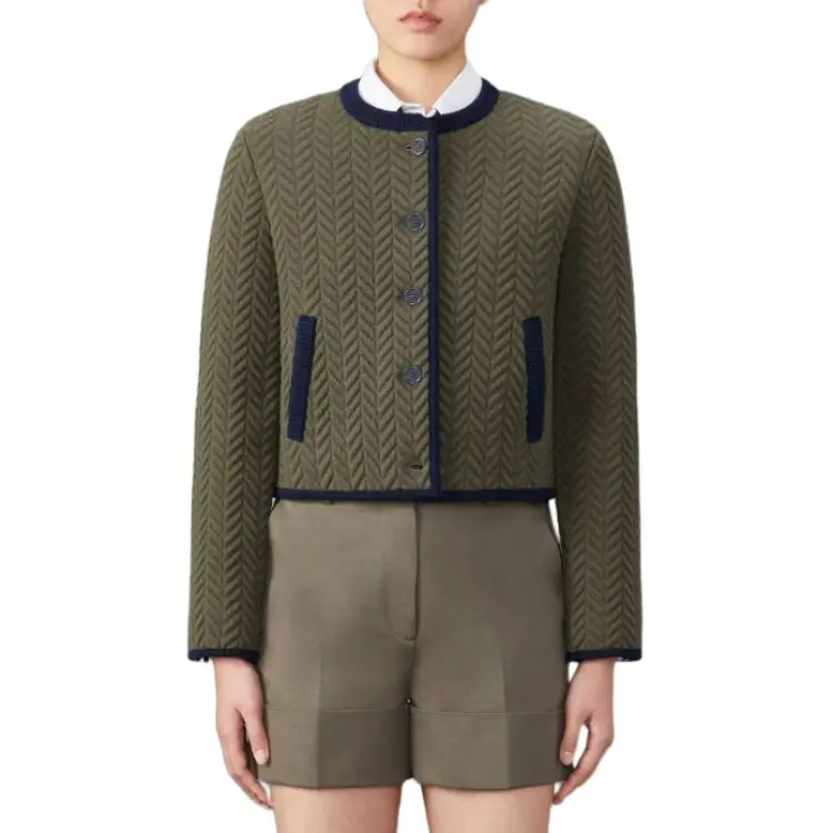THOM BROWNE Herringbone Quilted jacquard Cardigan-3