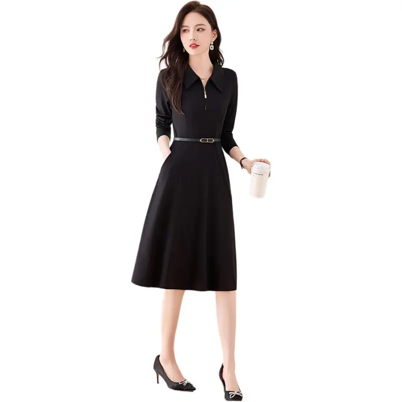 Fele.d Long Sleeved Dress Women's Black-2