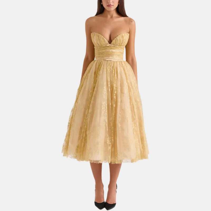 HOUSE OF CB Madame Sleeveless Dress Women's Gold-3