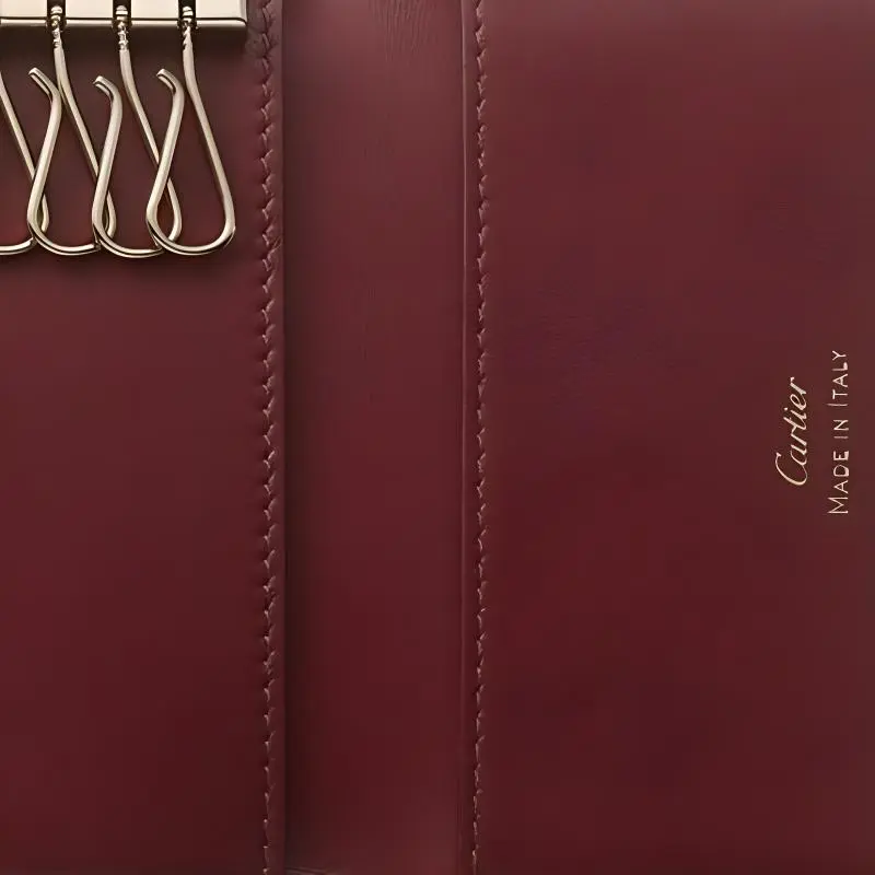 CARTIER Must De Cartier Cow Leather Key Pouch Women's Pink Beige-4