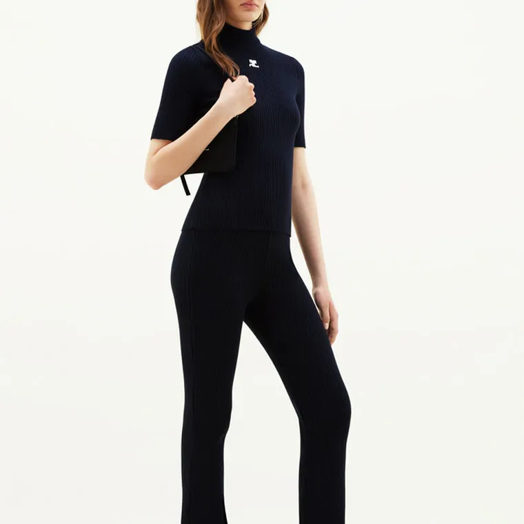 COURREGES Rib Knit Sweater 'Navy'-1