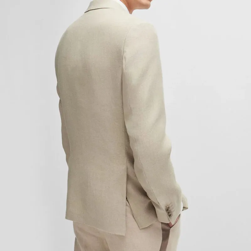 HUGO BOSS Slim-Fit Tuxedo In Micro-Patterned Linen Business Suits Men's Brown-2