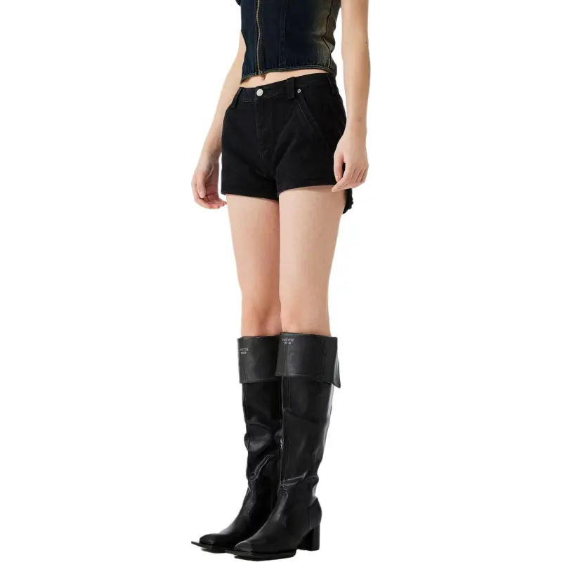 YJ1NGZYZJ Denim Shorts Women's Black-3