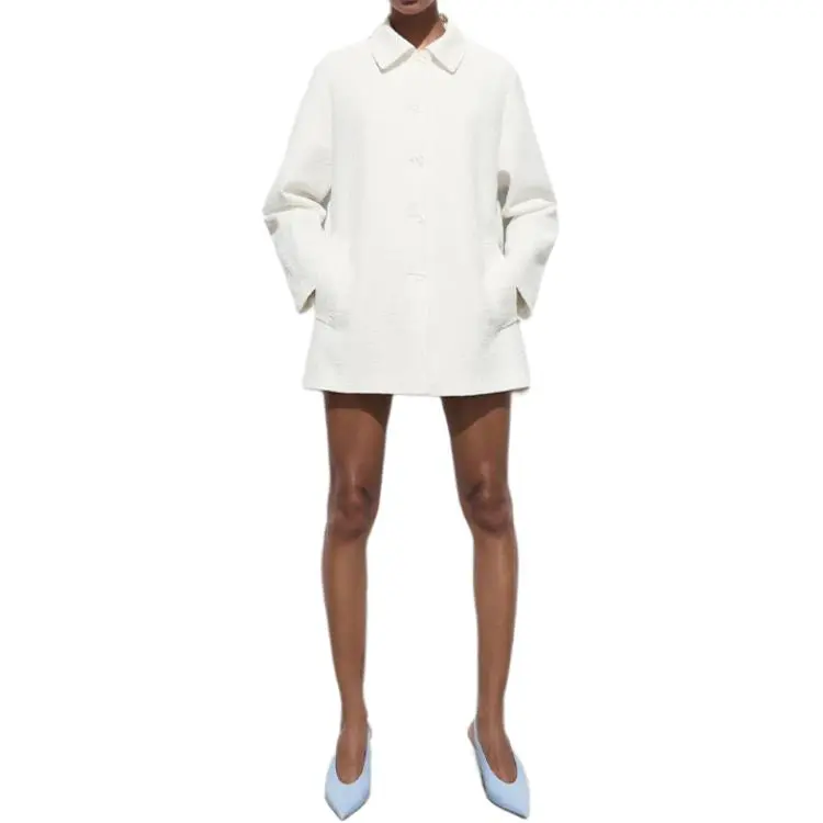 ZARA Coats Women's Frosted White-1