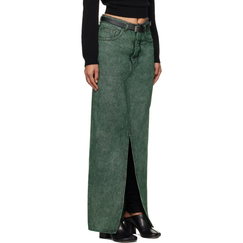 MM6 Maison Margiela Denim Long Skirt Women's Green-2