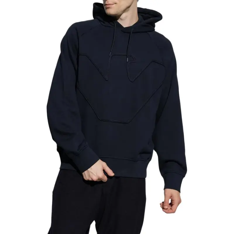 EMPORIO ARMANI Logo Embroidered Drawstring Hoodie-2