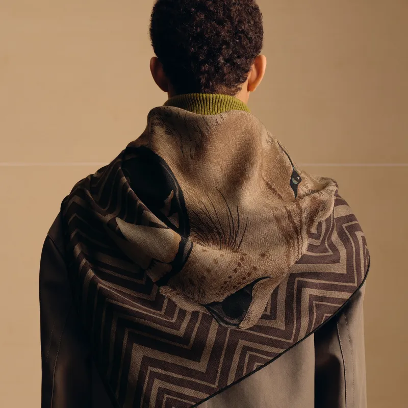 HERMES Cashmere Silk Silk Scarves Unisex Brown-1